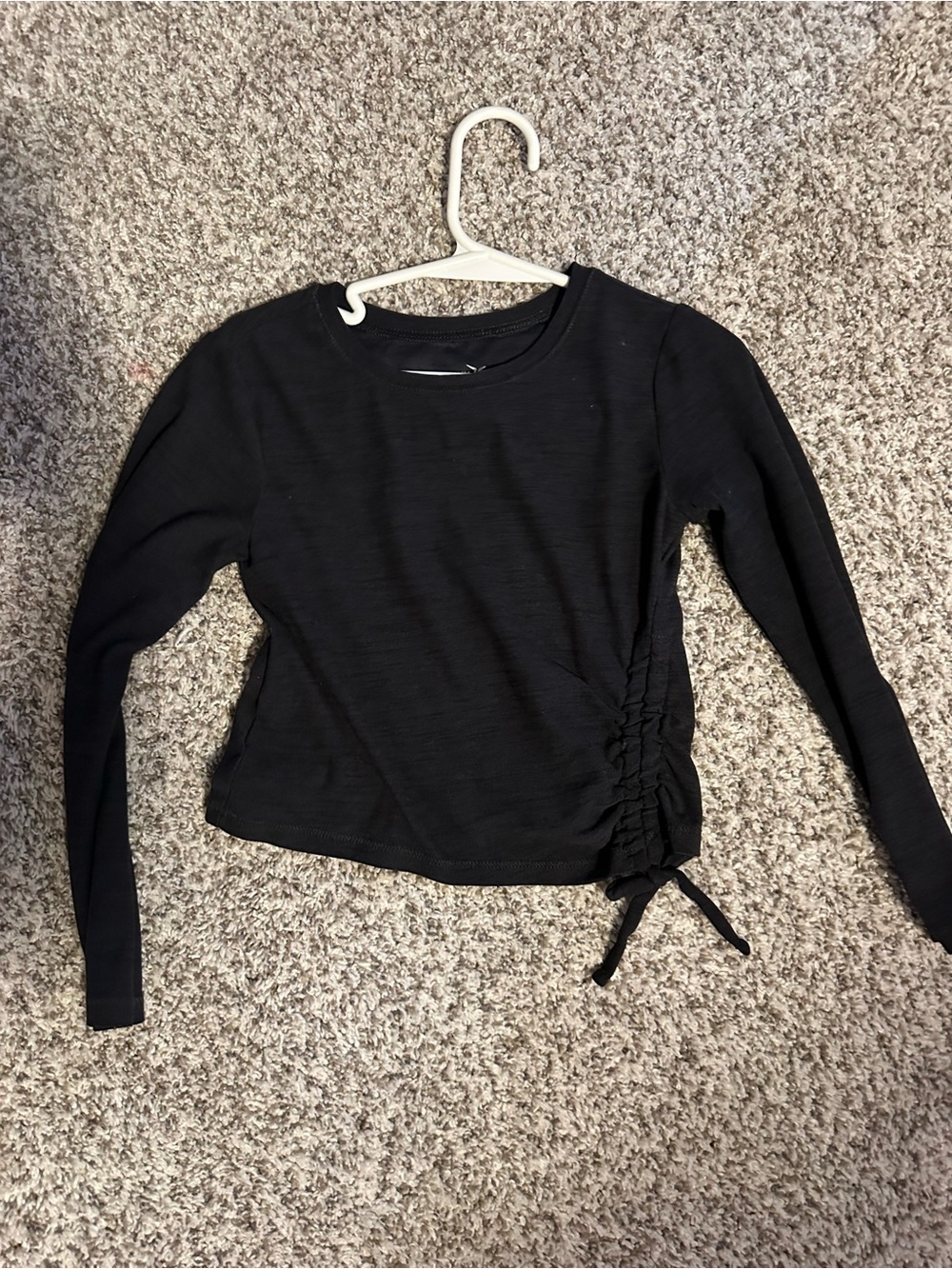 Old Navy Black Long Sleeve Side-Ruche Kids Top